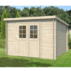 Abri De Jardin en Bois - surface intérieure de 7,5m² - toit mono pente - double porte