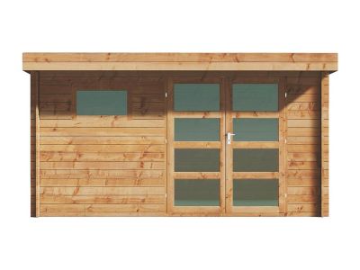 Abri de jardin en bois traité par autoclave avec toit plat - 13 m² - épaisseur 28 mm - CORALIO