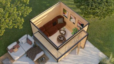 Abri de jardin en bois vert avec auvent Weka Amberley 3 surface totale extérieure 9m²
