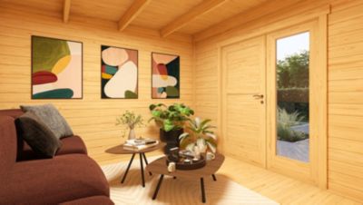 Abri de jardin en bois vert avec auvent Weka Amberley 3 surface totale extérieure 9m²