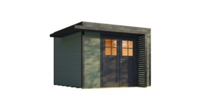 Abri de jardin en bois vert avec auvent Weka Amberley 4 surface totale extérieure 9m²