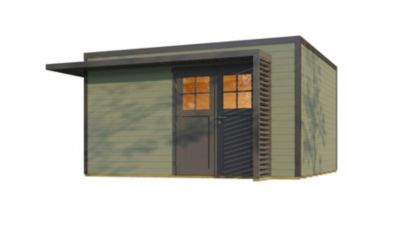 Abri de jardin en bois vert avec auvent Weka Amberley 7 surface totale extérieure 16m²