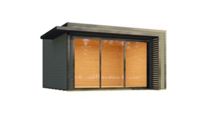 Abri de jardin en bois vert avec auvent Weka Amberley 9 surface totale extérieure 16m²