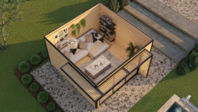 Abri de jardin en bois vert avec auvent Weka Amberley 9 surface totale extérieure 16m²