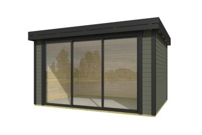 Abri de jardin en bois vert Scala 2 Lasita Maja surface extérieure totale 12,2m²