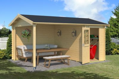 Abri de jardin en bois Wibo Lasita Maja surface totale extérieure 16,28m²