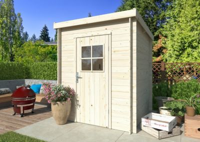 Abri de jardin en bois Zoe  - WHITE WOOD - Ep.19mm -  2,4 m² - Bois naturel - Toit plat - Double porte battante