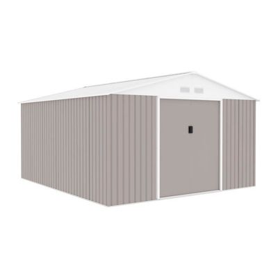 Abri de jardin en métal 12,28 m² - Kit d'ancrage inclus - Taupe