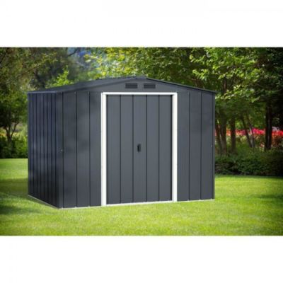 Abri de jardin en métal 4,77 m2 - DURAMAX - Kit d'ancrage inclus - Gris anthracite