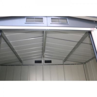 Abri de jardin en métal 4,77 m2 - DURAMAX - Kit d'ancrage inclus - Gris anthracite