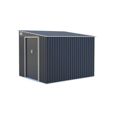 Abri de jardin en métal 5,5 m² - 215 x 257 x 193 cm - TORONTO - Kit d'ancrage inclus, 2 portes coulissantes - Gris