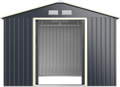 Abri de Jardin en Métal 5 m2 avec Portes Coulissantes Cabane de Rangement à Outils 203 x 117 x 195cm Gris