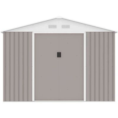 Abri de jardin en métal 7,06 m - 277 x 255 x 202 cm - MERCURE - Kit d'ancrage inclus, 2 portes coulissantes - Taupe