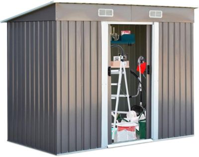 Abri de Jardin en Métal avec 2 Portes Coulissantes 2 Fenêtres de Ventilation 213 x 127 x 185 cm, 2.7m² Gris