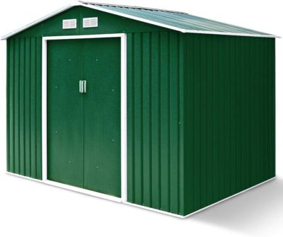Abri de Jardin en Métal avec  Portes Coulissantes, 213 x 127 x 185 cm, 2.7m² Vert