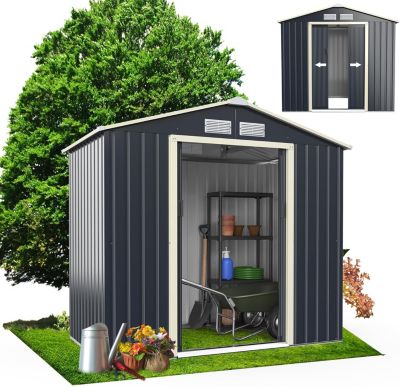 Abri de Jardin en Métal avec Portes Coulissantes 213 x 127 x 195 cm, 2.7m² Gris