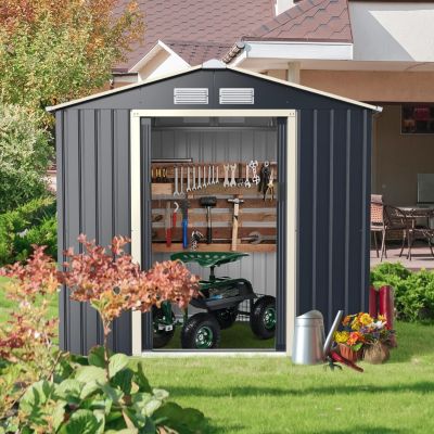 Abri de Jardin en Métal avec Portes Coulissantes 213 x 127 x 195 cm, 2.7m² Gris