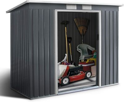 Abri de Jardin en Métal avec Portes Coulissantes 213 x 130 x 173 cm, 2.8m² Gris