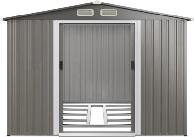 Abri de Jardin en Métal  avec Portes Coulissantes 260 x 207 x 181cm, 5.4m² Toit Gris Foncé