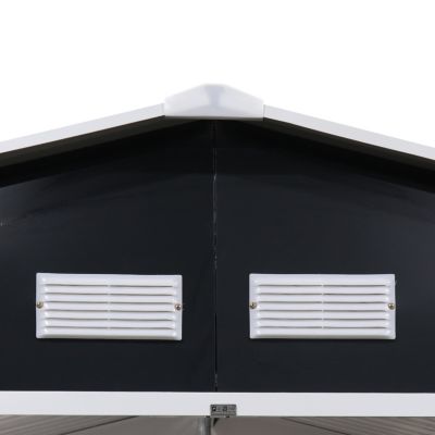 Abri de jardin en métal - Boulonnais - 10.85m² gris anthracite et blanc - Cabane à outils avec deux portes coulissantes. kit de