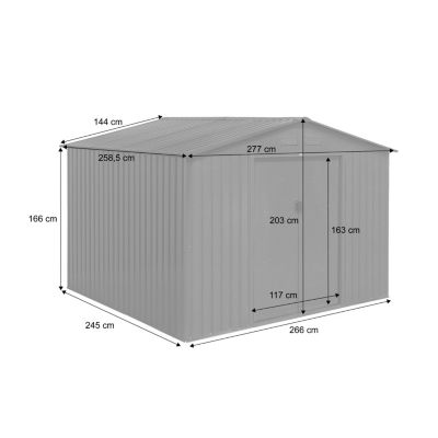 Abri de jardin en métal - Calaisis - 7.06m² gris anthracite - Cabane à outils avec deux portes coulissantes. kit de fixation sol