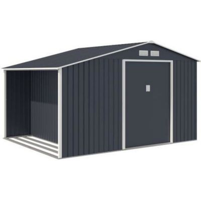 Abri de jardin avec abri bûches 8,72 m² en acier gris TYRELL main image 1