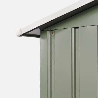Abri de jardin en métal - FERRAIN 5.29m² vert et blanc - Cabane à outils avec deux grandes portes coulissantes. kit de fixation