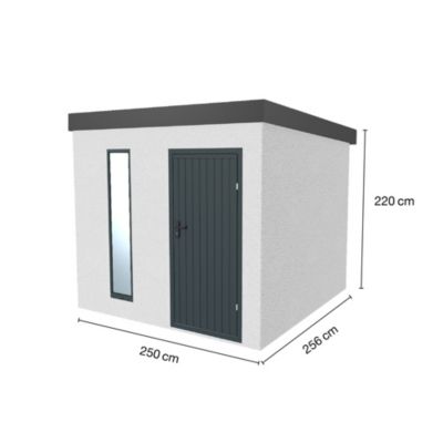 Abri de jardin en métal finition crépi  2500 x 2560 mm blanc