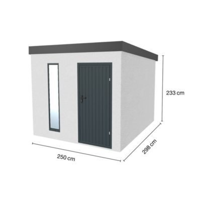 Abri de jardin en métal finition crépi 2500 x 2980 mm blanc