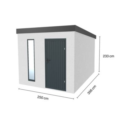 Abri de jardin en métal finition crépi 2500 x 3560 mm blanc