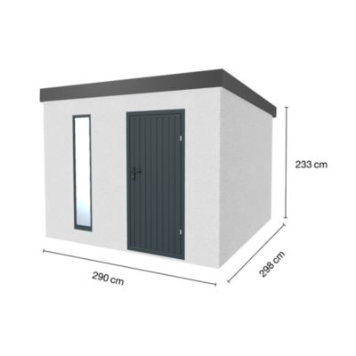 Abri de jardin en métal finition crépi 2900 x 2980 mm blanc