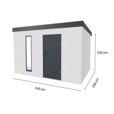 Abri de jardin en métal finition crépi 3450 x 2560 mm blanc