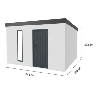Abri de jardin en métal finition crépi 3450 x 3560 mm blanc