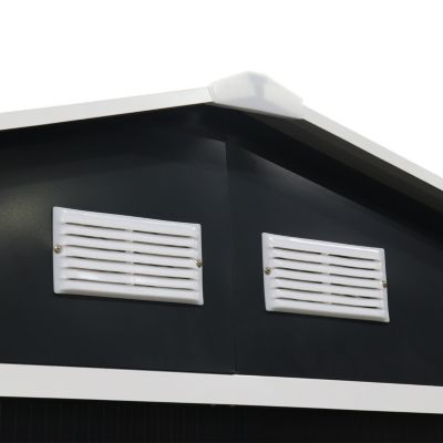 Abri de jardin en métal - FLANDRES 8.84m² gris anthracite - Cabane à outils avec deux grandes portes coulissantes. kit de fixation