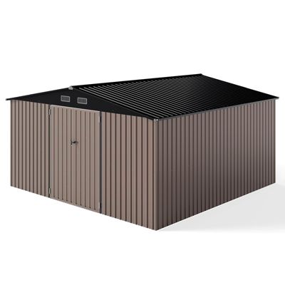 Abri de Jardin en Métal Galvanisé 12,25m², 350 x 350 x 198CM, Résistant au Intempérie