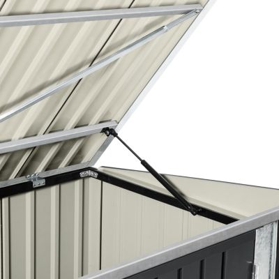 Abri de jardin en métal gris anthracite verrouillable multi-rangement pour stockage vélos, outils, poubelles