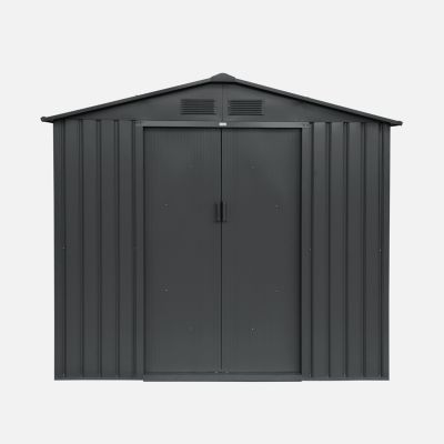 Abri de jardin en métal - Houtland. 2.71 m² anthracite - Cabane à outils avec double portes coulissantes. kit de fixation sol