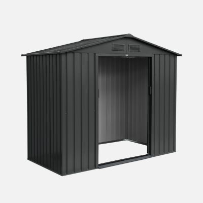 Abri de jardin en métal - Houtland. 2.71 m² anthracite - Cabane à outils avec double portes coulissantes. kit de fixation sol