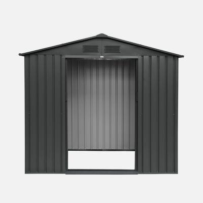 Abri de jardin en métal - Houtland. 2.71 m² anthracite - Cabane à outils avec double portes coulissantes. kit de fixation sol