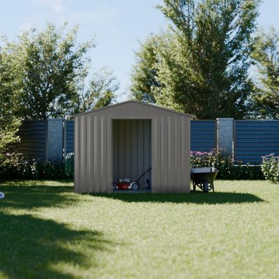 Abri de jardin en métal - Houtland. 2.71 m² taupe - Cabane à outils avec double portes coulissantes. kit de fixation sol inclus. L