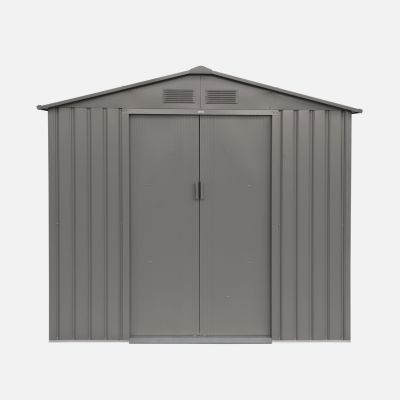 Abri de jardin en métal - Houtland. 2.71 m² taupe - Cabane à outils avec double portes coulissantes. kit de fixation sol inclus. L