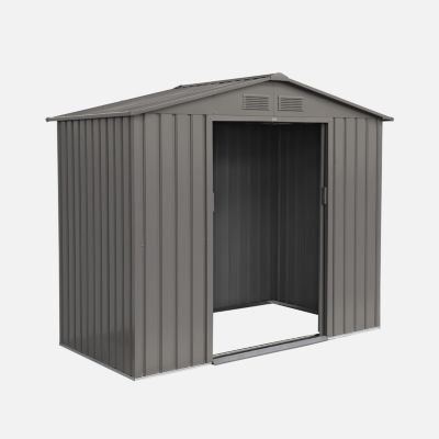 Abri de jardin en métal - Houtland. 2.71 m² taupe - Cabane à outils avec double portes coulissantes. kit de fixation sol inclus. L