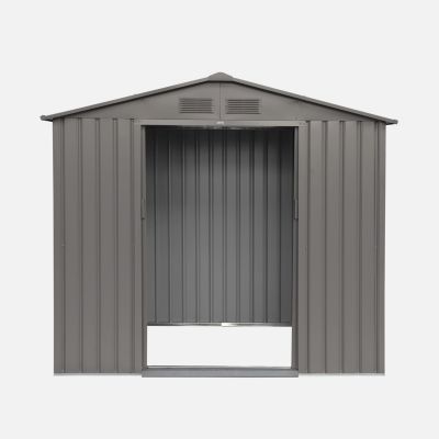 Abri de jardin en métal - Houtland. 2.71 m² taupe - Cabane à outils avec double portes coulissantes. kit de fixation sol inclus. L