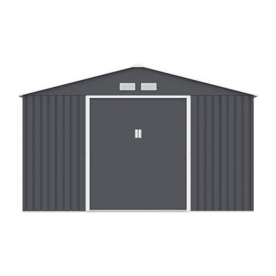 Abri de jardin en metal 10,78 m2 - Kit dancrage inclus - Gris anthracite