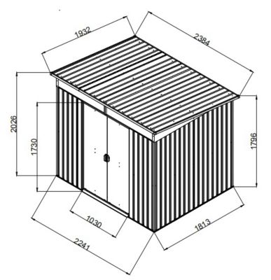 Abri de jardin en métal coloris gris ép.0,3 mm surface extérieure 4,59 m²