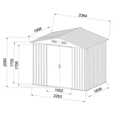 Abri de jardin en métal coloris gris ép.0,3 mm surface extérieure 4,62 m², GoodHome Basic