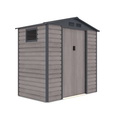 Abri de Jardin en Metal Gardiun Surrey 2,71 m2 Exterieur 213x127x211 cm en Acier avec Fenêtre Laterale et Effect Bois Graine