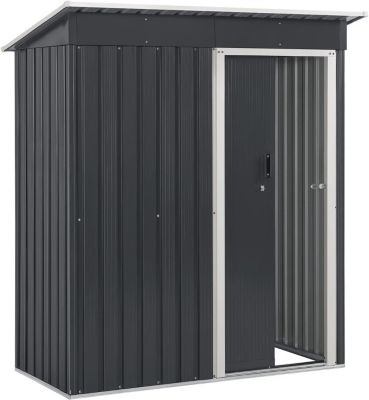 Abri de Jardin en Metal Gris avec Porte Coulissante et Toit Incliné 1,4 m2