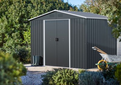 Abri de jardin en métal surface extérieure hors tout 5,06 m² gris anthracite