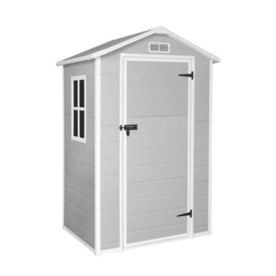Abri de Jardin en Résine 1,37 m² Aqua avec fenêtre - Plancher inclus - Fermeture à loquet de sécurité - Toit à pignon